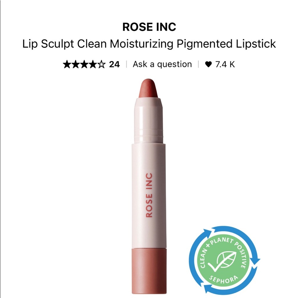 Rose Inc Lip Sculpt Clean Moisturizing Pigmented Lipstick in Beams